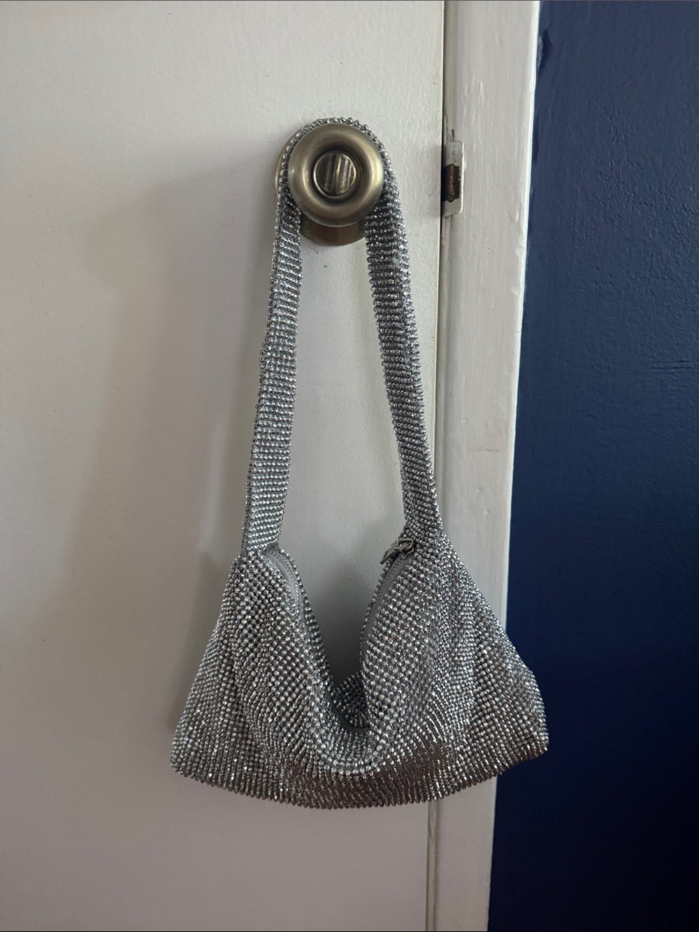 Silver Rhinestone Shoulder Bag / Purse 🩶 - Women's Evening Bag